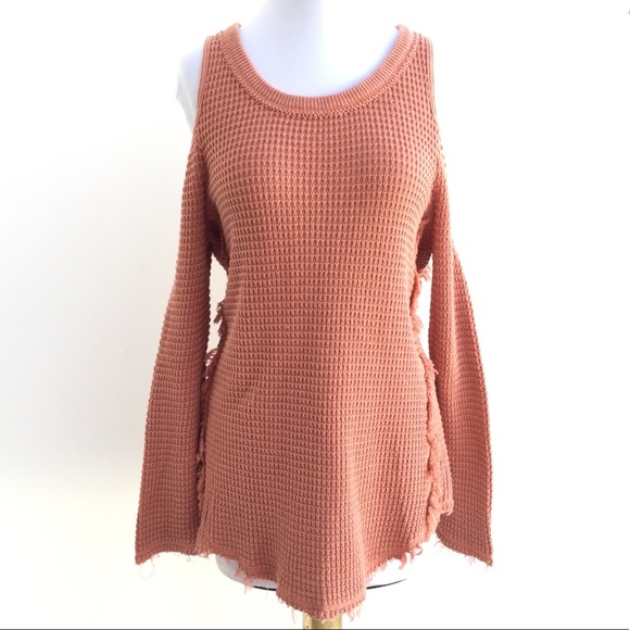 Free People Cold Shoulder Knit Distressed Sweater - Picture 4 of 7